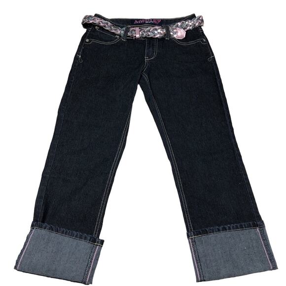 Angel cropped dark blue jeans with belt size 3 - Picture 2 of 9